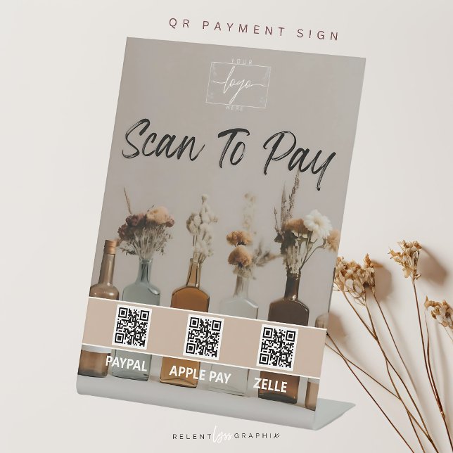 Boho Bottles | Flowers  | QR Code | Payment Sign (Creator Uploaded)