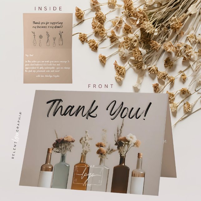 Boho Bottles | Flowers | Thank You Card (Creator Uploaded)