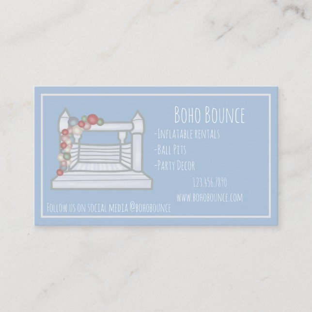 Boho Bounce Castle Inflatable Party Rentals Business Card (Front)