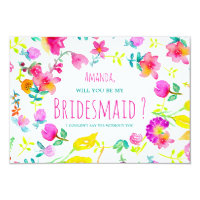 Boho bouquet floral watercolor wreath bridesmaid card