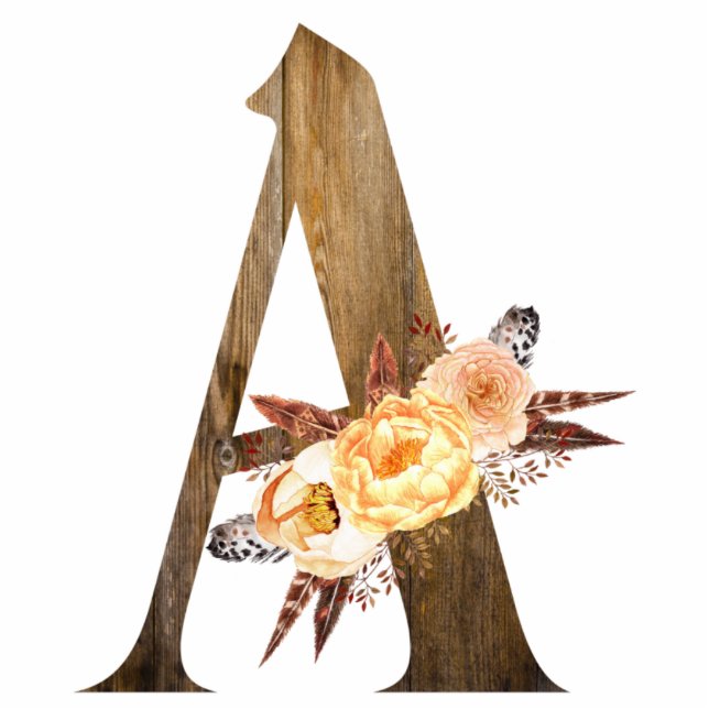 Boho Bouquet Letter A Cutout Ornament (Front)