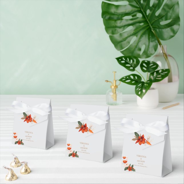 Boho bouquet with fiery flowers favor boxes (Multiple)