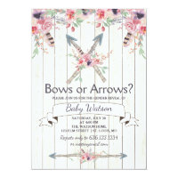 Boho Bows or Arrows Gender Reveal Party Card