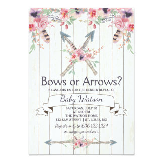 Boho Bows or Arrows Gender Reveal Party Card