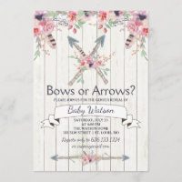 Boho Bows or Arrows Gender Reveal Party Invitation