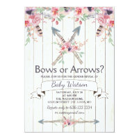 Boho Bows or Arrows Gender Reveal Party Invitation
