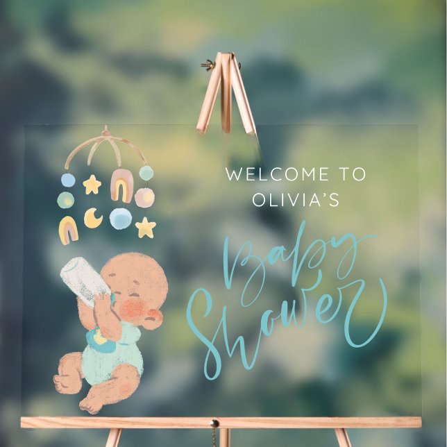 Boho boy baby shower acrylic welcome sign (Creator Uploaded)