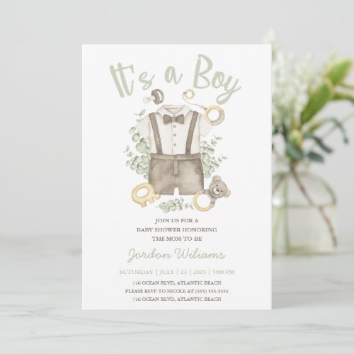 Boho Boy Baby Shower Toys Invitation Card