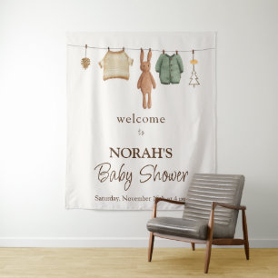 Boho Boy Clothes Baby Shower Welcome Sign Tapestry