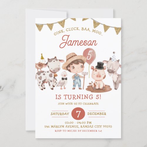 Boho Boy Farm Birthday Invitation