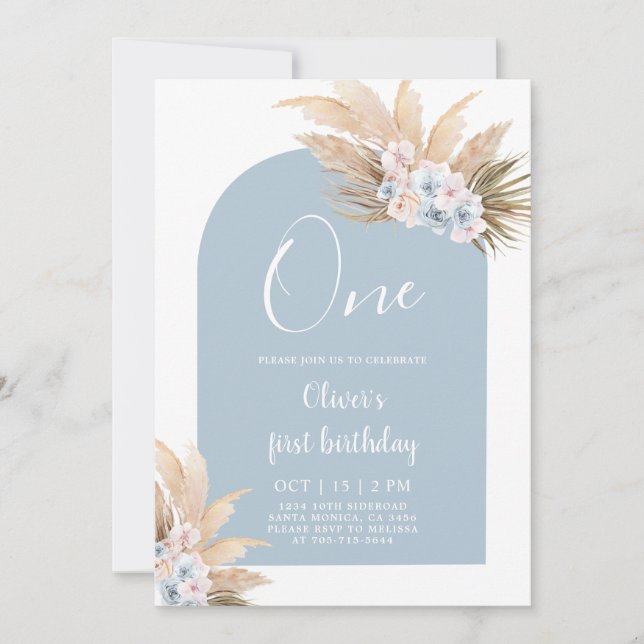 Boho Boy First Birthday Party Invitation (Front)