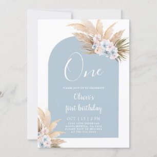 Boho Boy First Birthday Party Invitation
