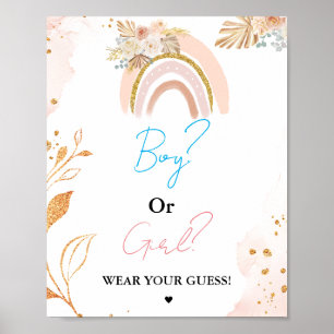 Boho Boy Or Girl Wear your guess baby shower game Poster