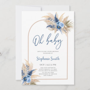 Boho Boy Pampas Grass Baby Shower Invitation
