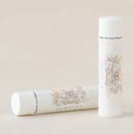 Boho Boy Teddy Bear Baby Shower Party Favor Lip Balm