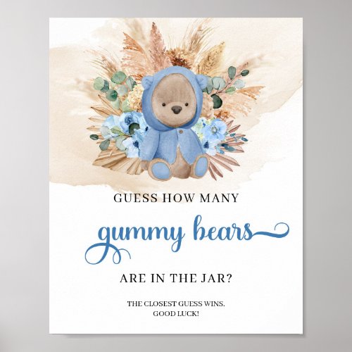 Boho Boy teddy bear Guess How Many Gummy Bear Poster
