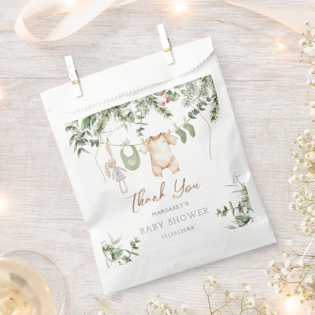 Boho Boy Winter Baby Shower Thank You  Favor Bag (Clipped)
