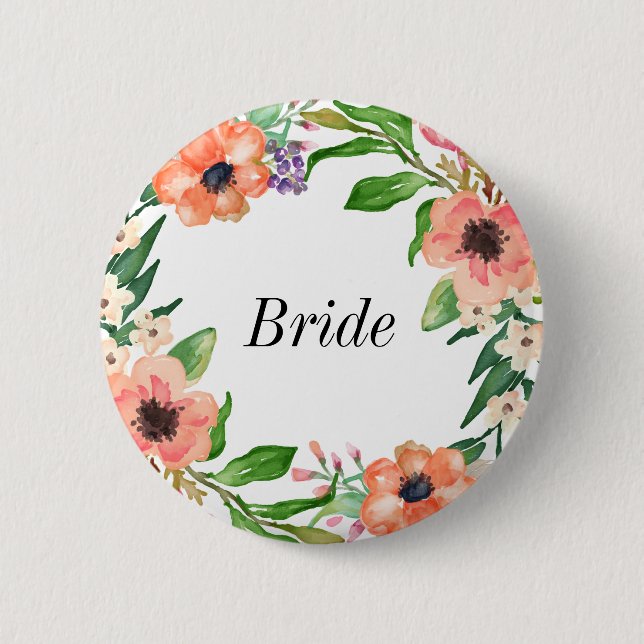 Boho Bridal Party Wedding Button (Front)