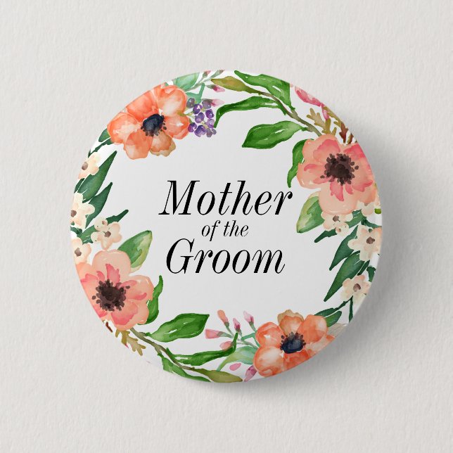 Boho Bridal Party Wedding Pinback Button (Front)