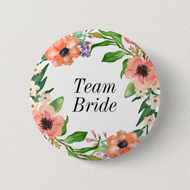 Boho Bridal Party Wedding Pinback Button (Front)