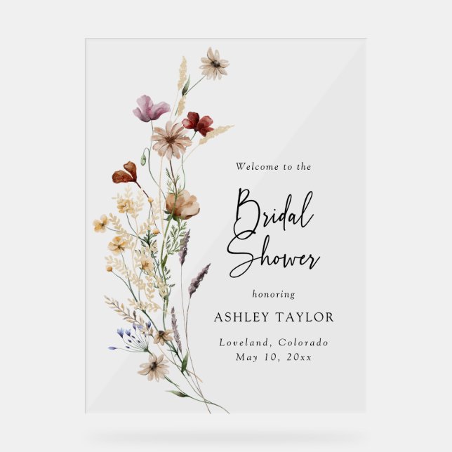 Boho Bridal Shower Acrylic Sign (Front)