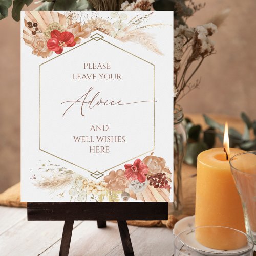 Boho Bridal Shower Advice And Well Wishes Poster