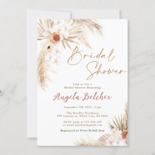 Boho Bridal Shower Boho Pampas Grass Bridal Shower Invitation
