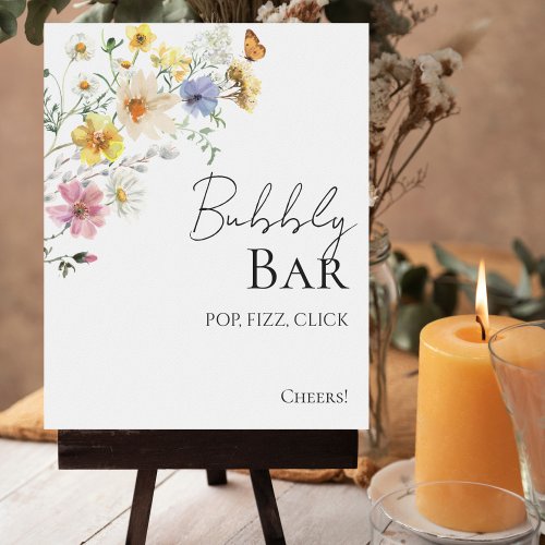 Boho Bridal Shower Bubbly Bar Pop Fizz Clink Sign