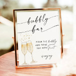Boho Bridal Shower Bubbly Bar Sign | Mimosa Bar<br><div class="desc">This Bubbly Mimosa Bar Sign features hand-painted watercolor champagne flutes and is perfect to display at your shower or event's bubbly station! Text and background colors are fully editable —> click the "Customize Further" button to edit!</div>