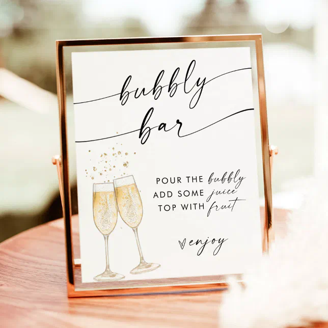 Boho Bridal Shower Bubbly Bar Sign | Mimosa Bar | Zazzle