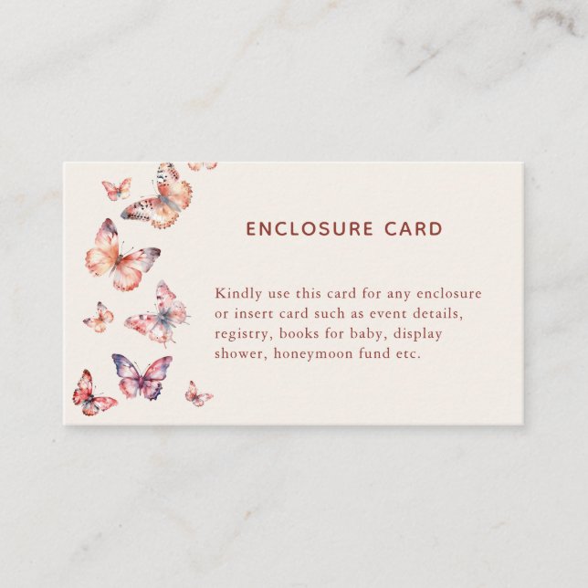 Boho Bridal Shower Butterfly Enclosure Card (Front)