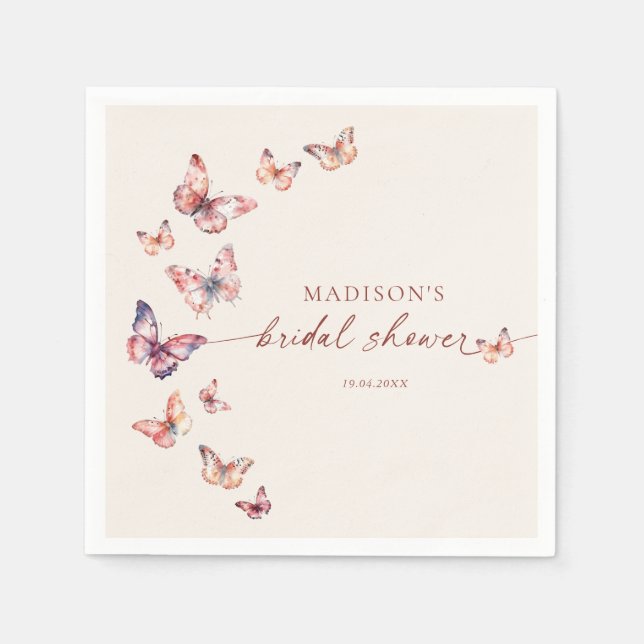 Boho Bridal Shower Butterfly  Napkins (Front)