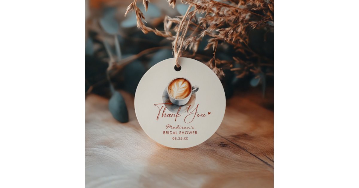 Boho Bridal Shower Coffee Thank You Favor Tags | Zazzle
