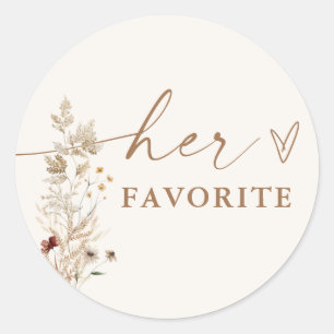 Boho Bridal Shower Favor Sticker Modern Floral