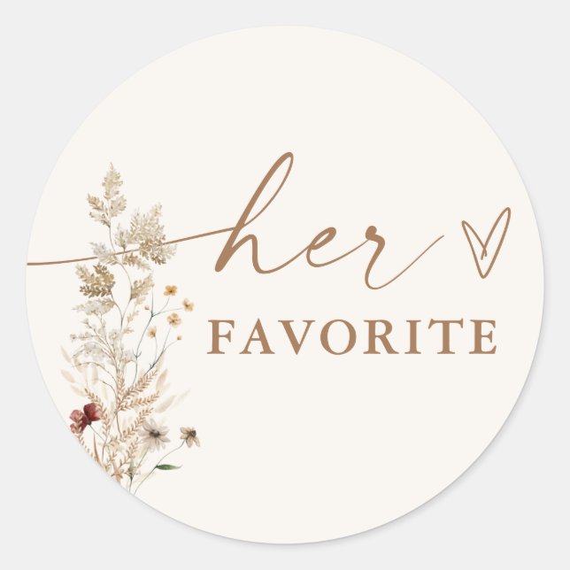 Boho Bridal Shower Favor Sticker | Modern Floral (Front)