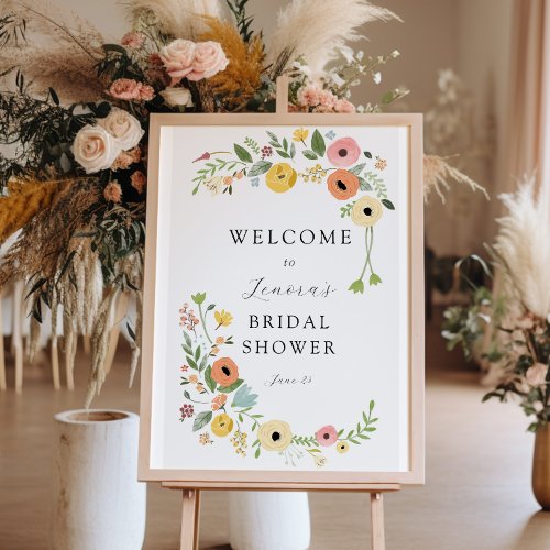 Boho Bridal Shower Floral Welcome Sign