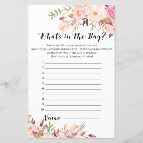 Boho Bridal Shower Game _ Whats in the Bag