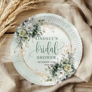 Boho Bridal Shower Greenery Gold Bridal Shower   Paper Plates