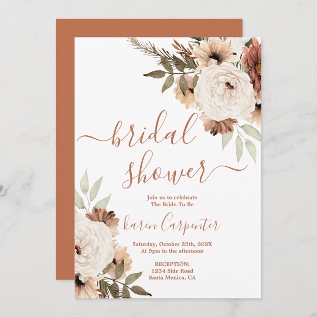 Boho Bridal Shower Invitation (Front/Back)