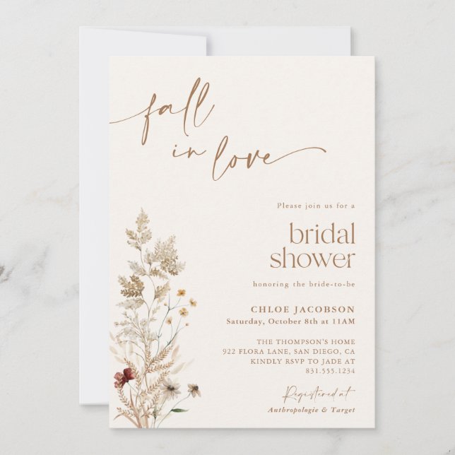 Boho Bridal Shower Invite | Modern Floral Bridal (Front)
