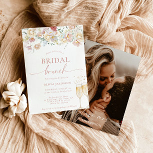 Boho Bridal Shower Invite   Modern Floral Brunch