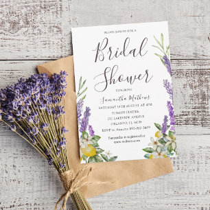 Boho Bridal Shower Lemon & Lavender Foliage Invitation