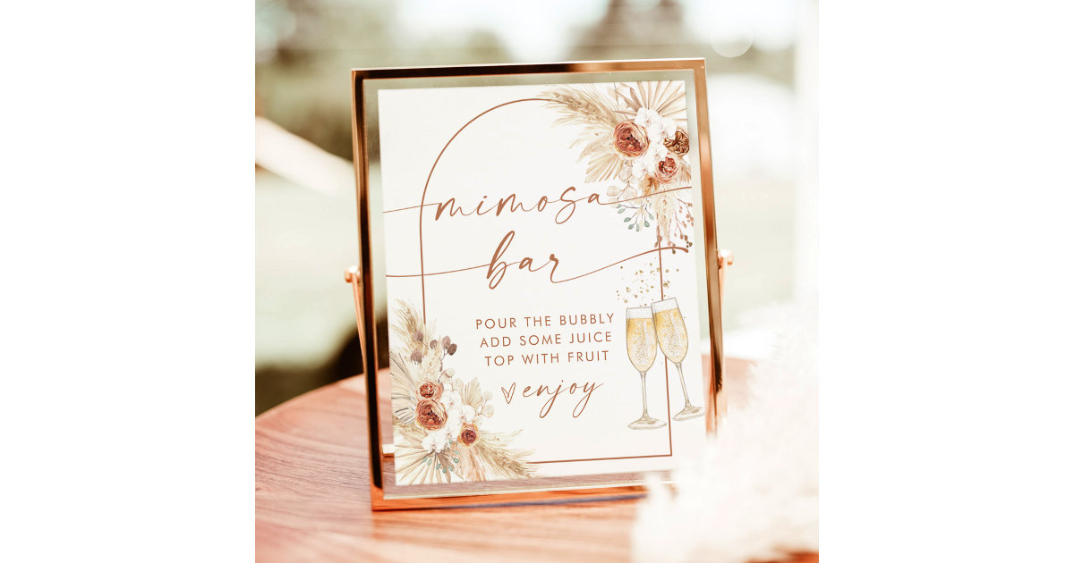 MIMOSA BAR Bohemian Bridal Shower Sign Canvas Art Print Poster