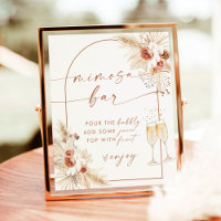 Boho Bridal Shower Mimosa Bar Sign | Pampas Grass