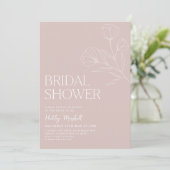 Boho Bridal Shower Minimalist Pink Floral Flowers Invitation (Standing Front)