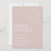 Boho Bridal Shower Minimalist Pink Floral Flowers Invitation (Front)