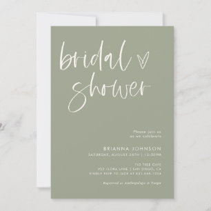Boho Bridal Shower   Minimalist Sage Green Bridal Invitation