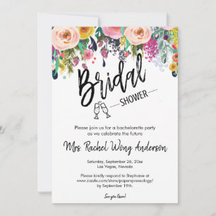 Boho Bridal Shower QR Code RSVP Details Invitation