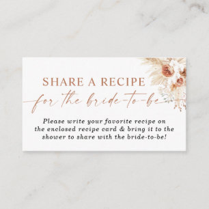 Boho Bridal Shower Recipe Request Card, Floral  Enclosure Card