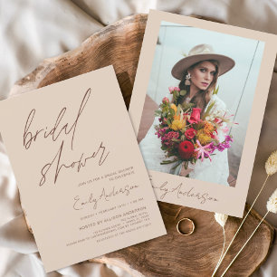 Boho Bridal Shower Script Minimalist Terracotta Invitation
